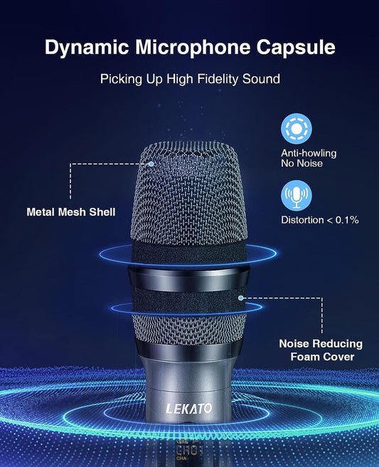 Micrófonos inalámbricos de 2.4 GHz para canto de karaoke, micrófono dinámico de