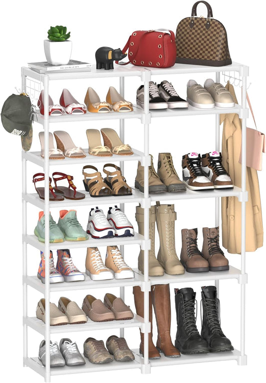 Organizador de almacenamiento de zapatos blanco de 8 niveles, 25-28 pares de
