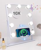 Espejo de tocador iluminado con Bluetooth y carga inalámbrica, luces de