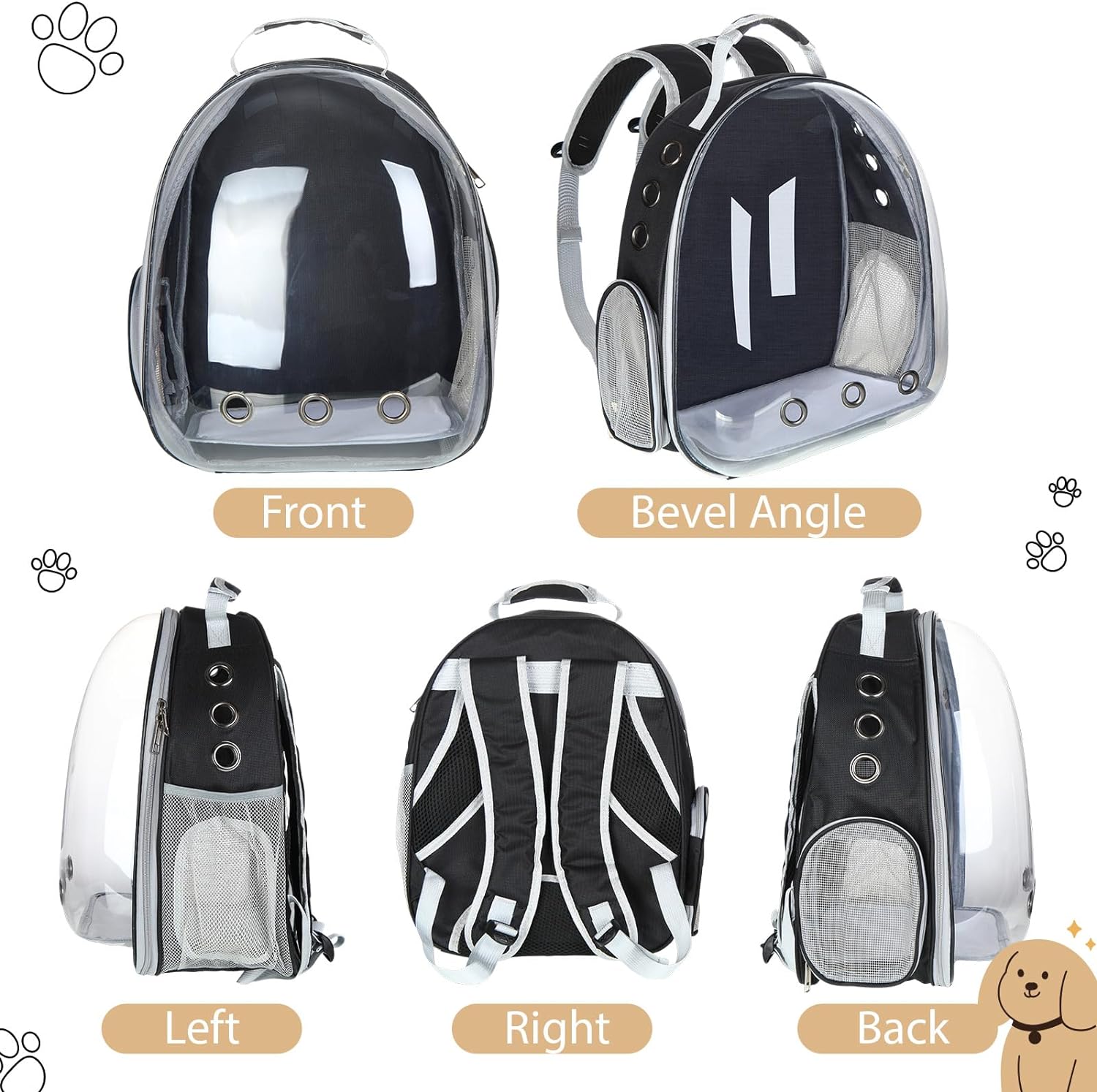 Mochila para gatos con burbujas, 2 unidades, mochila transportadora para gatos,