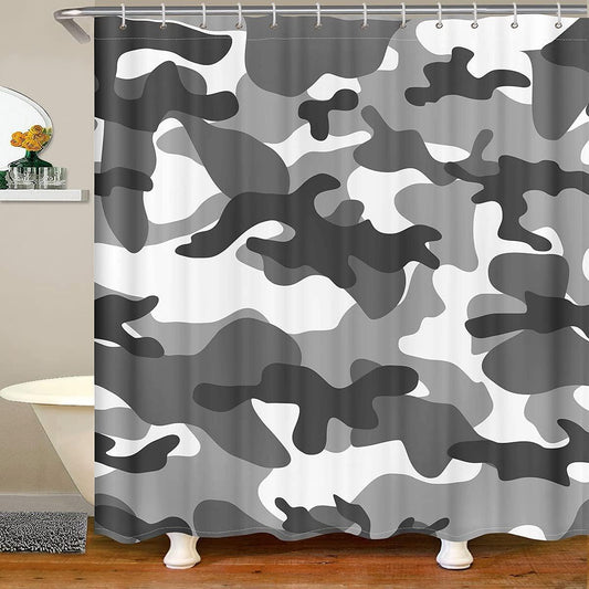 Cortinas de ducha de tela de camuflaje militar para adolescentes, bonita - VIRTUAL MUEBLES