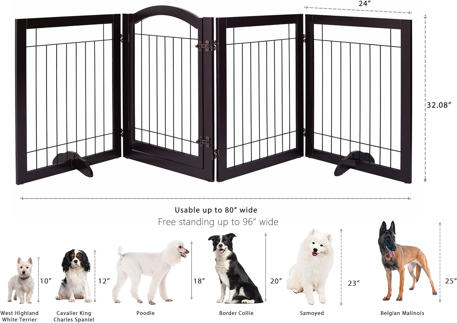 Puerta para perros extra ancha de 30 pulgadas de alto con paseo, puerta de