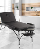 Mesa de masaje profesional portátil ligera de tres pliegues con patas de