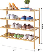 Zapatero de bambú apilable para zapatos, organizador de almacenamiento para
