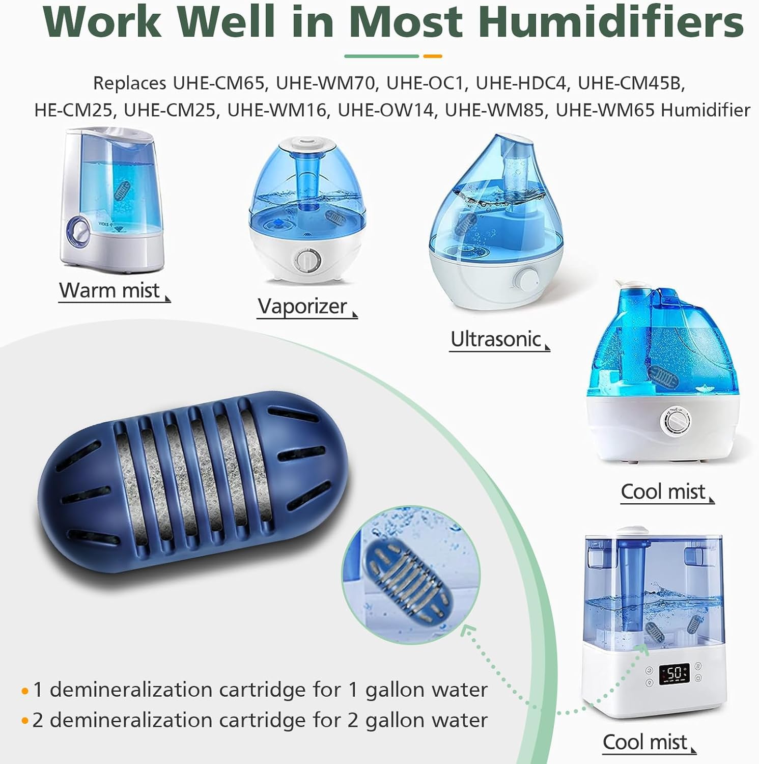 Paquete de 12 cartuchos de desmineralización compatibles con humidificadores