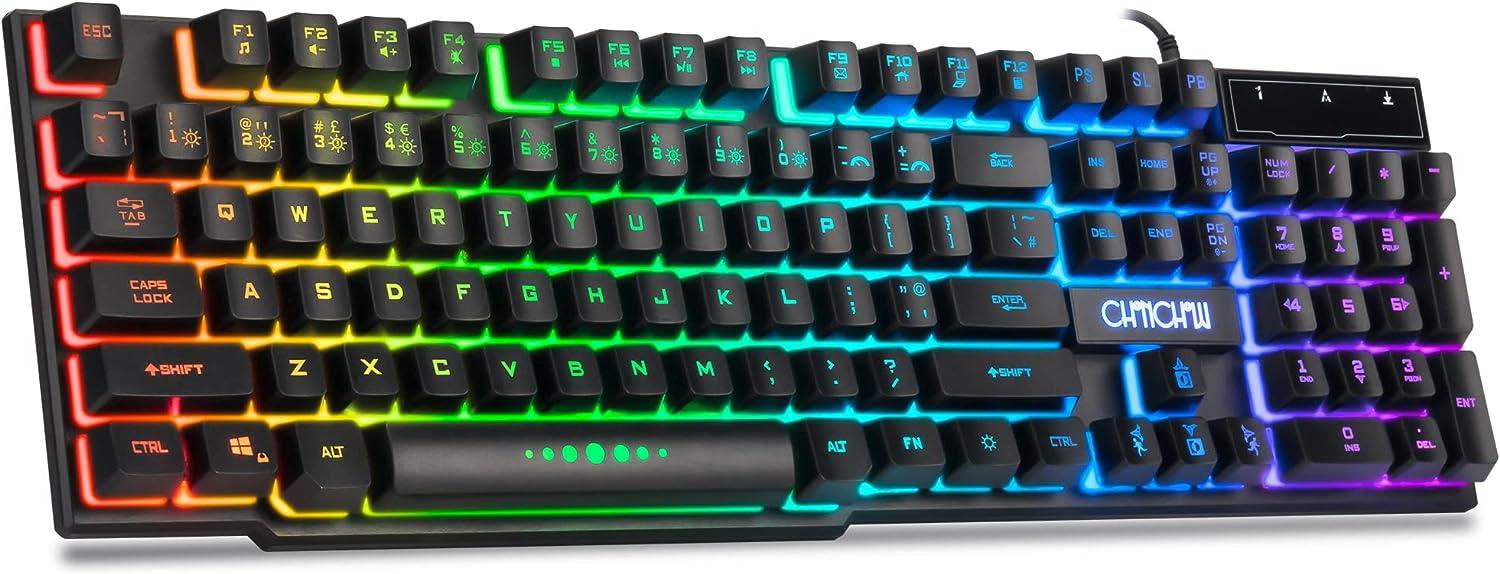 Teclado para juegos con cable para Mac, PC, PS5, PS4, Xbox One, teclado de