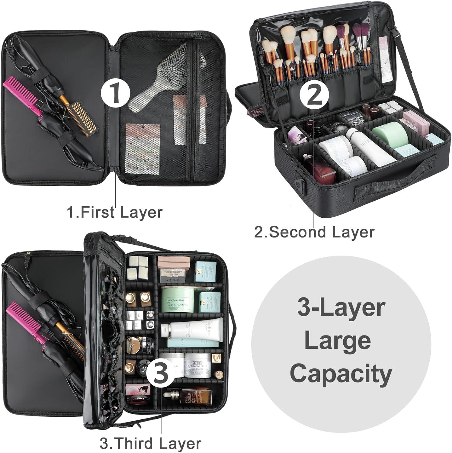 Bolsa de maquillaje de viaje con espejo, bolsa organizadora de cosméticos, - VIRTUAL MUEBLES