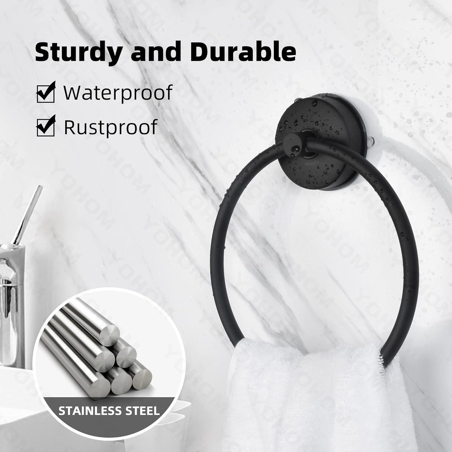 YOHOM Toallero con ventosa para ducha, de acero inoxidable, de 22 pulgadas,  soporte para toallas de mano, soporte de toalla de cocina con ventosa