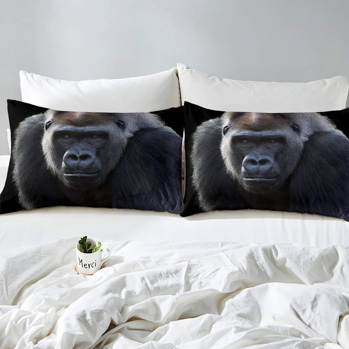 Juego de ropa de cama con diseño de chimpancé, funda de edredón de mono y mono