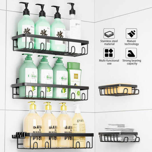Posyla Organizador de ducha, paquete de 5 organizadores de ducha con 3 estantes - VIRTUAL MUEBLES