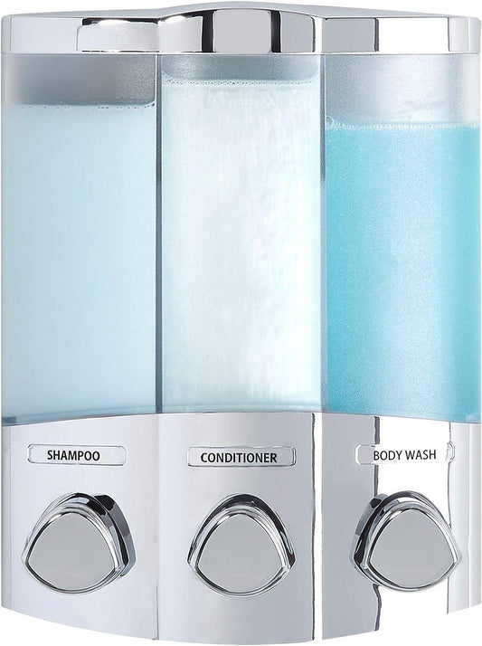Dispensador triple de jabón y ducha cromado TRIO de la Serie Euro - VIRTUAL MUEBLES