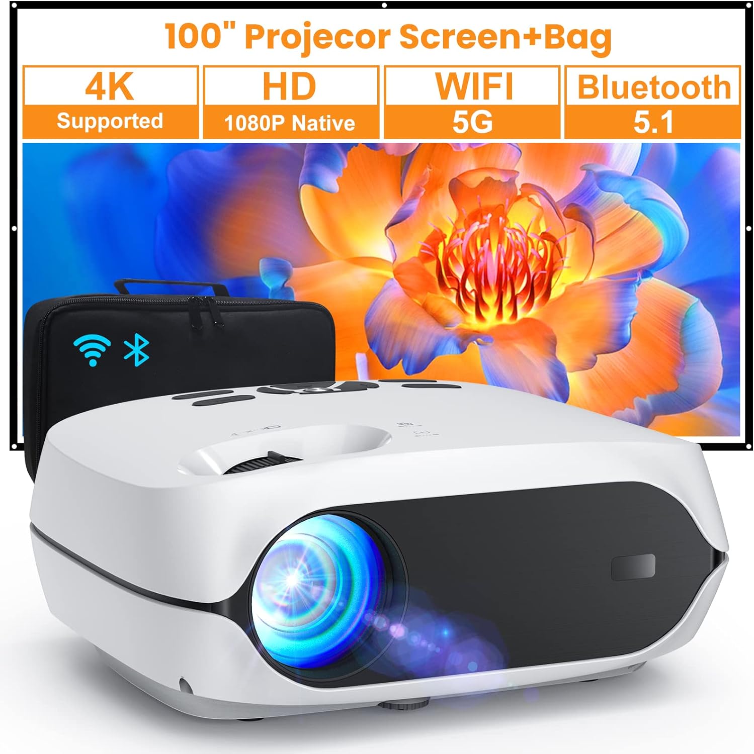 Proyector, proyector Bluetooth WiFi 5G, proyector portátil nativo 1080 -  VIRTUAL MUEBLES