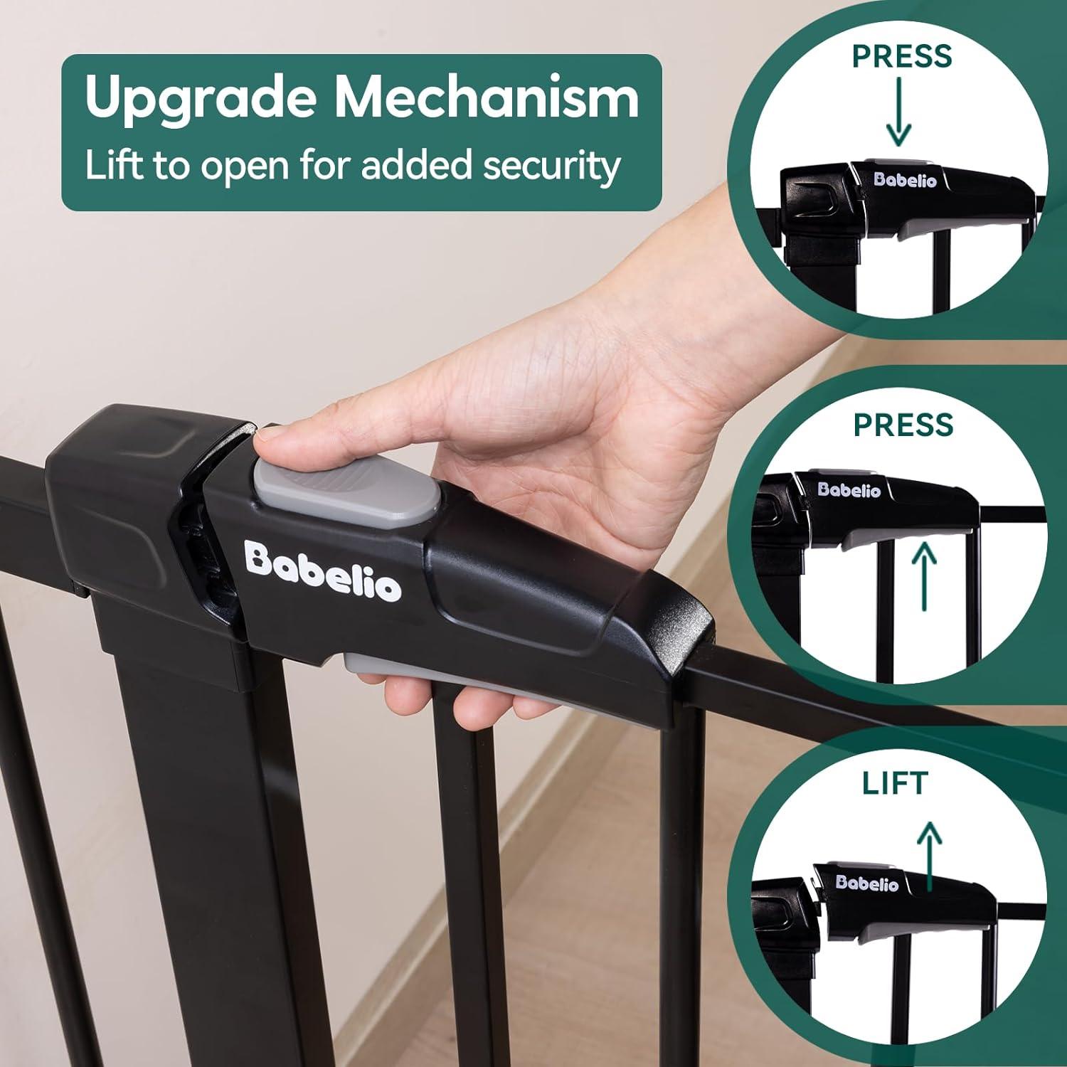 Babelio Puerta de metal para bebé, 29-48 pulgadas, cierre automático, fácil  de instalar, puerta de seguridad para niños extra ancha con puerta, puerta