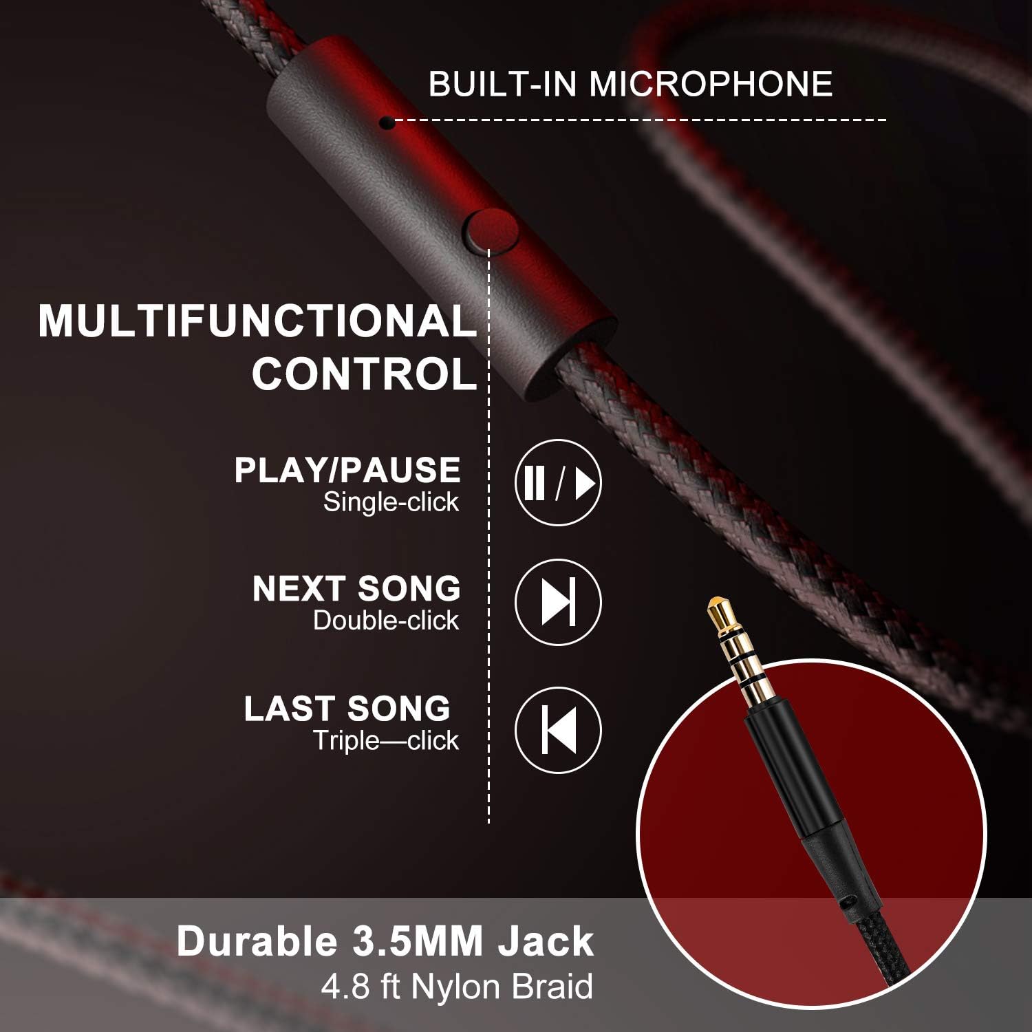 X6 Auriculares sobre la oreja con micrófono, auriculares de bajos estéreo