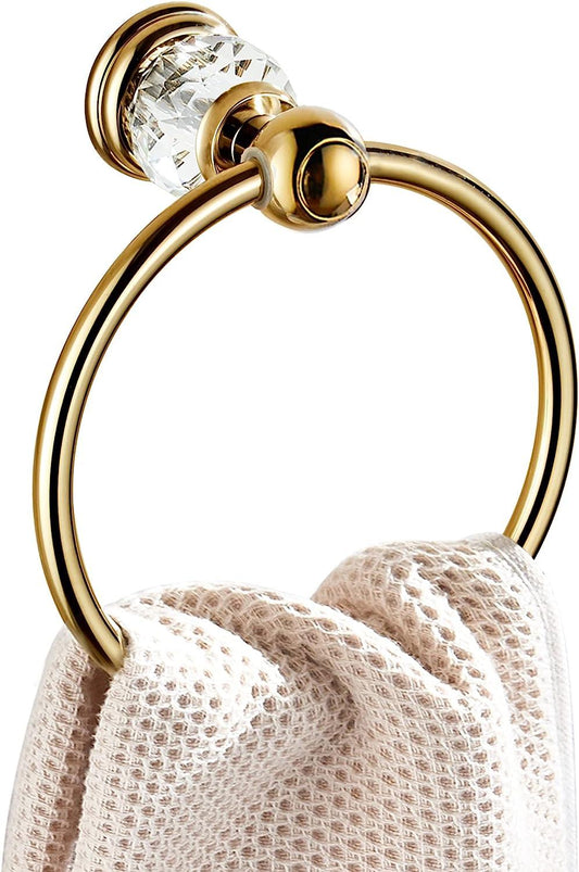WINCASE Anillo de toalla de cristal, soporte de toalla dorado para baños, - VIRTUAL MUEBLES