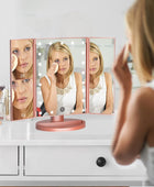 Espejo de maquillaje iluminado, espejo de tocador triple con 21 luces LED y - VIRTUAL MUEBLES