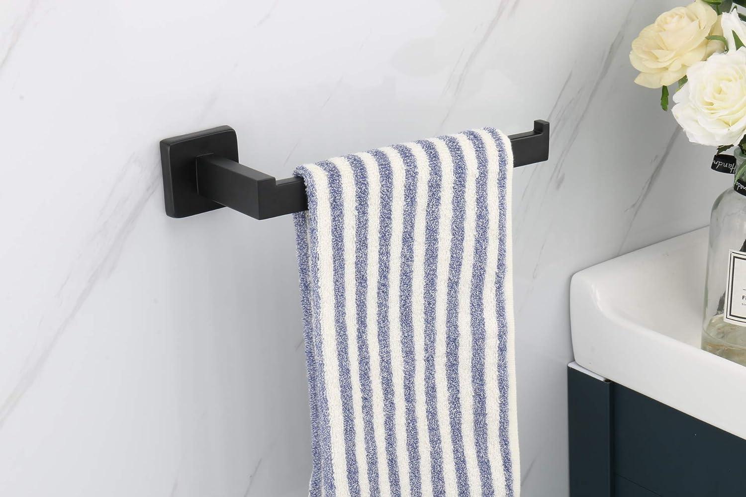 TocTen Toallero de baño – Base cuadrada gruesa SUS304 barra de acero  inoxidable para baño, accesorios de baño, soporte resistente montado en la  pared