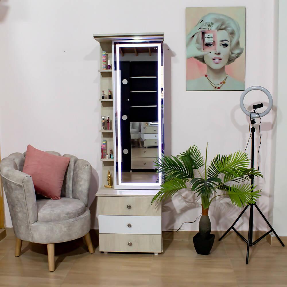 Tocador Bilbao blanco combinado con espejo led