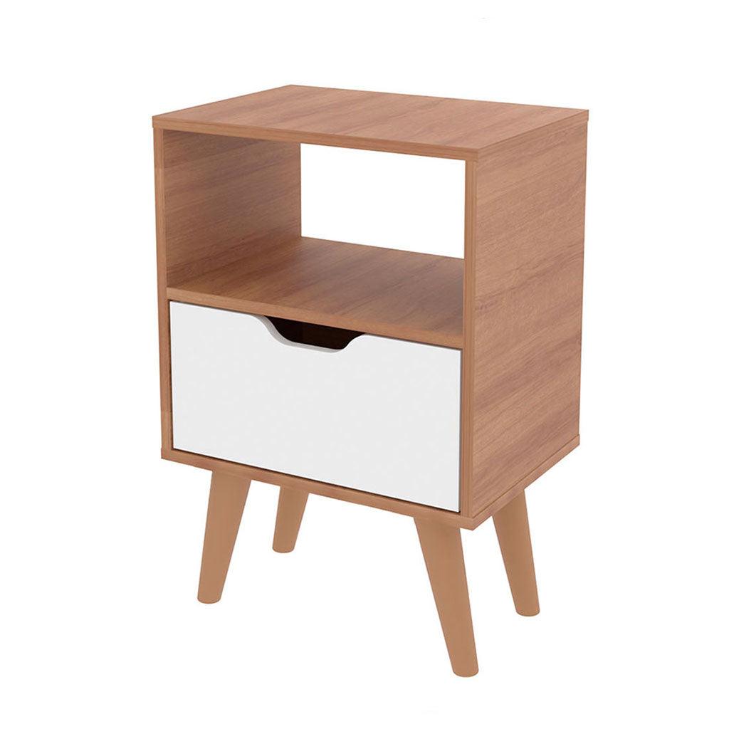 Mesa de noche essen almendra/blanco - VIRTUAL MUEBLES