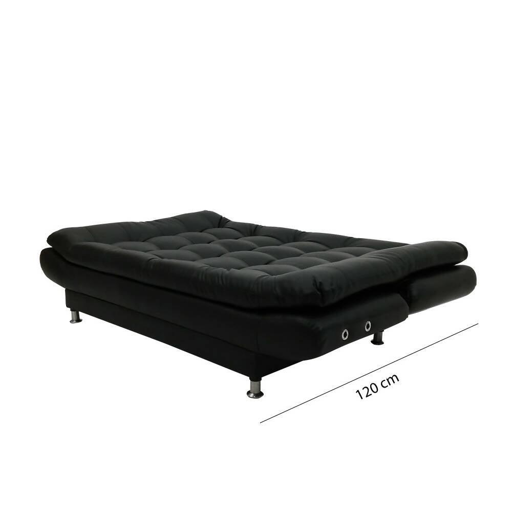 Sofá cama Damasco con brazos negro sintético - VIRTUAL MUEBLES