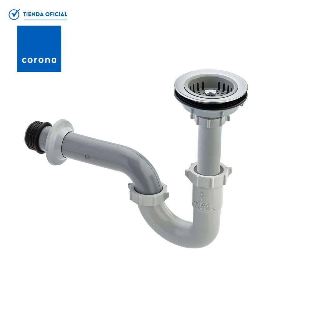 Canastilla Grival 4 Pulgadas Cromada + Sifón En P - VIRTUAL MUEBLES