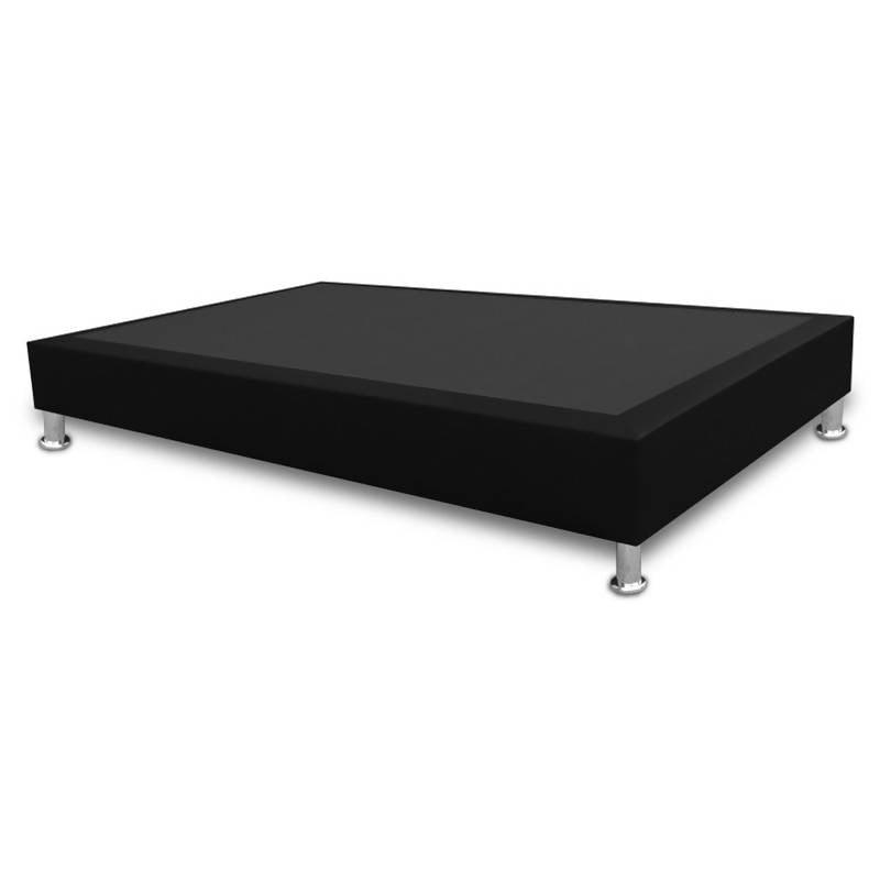 Base Cama Sommier 100x190 Ecocuero Negro - VIRTUAL MUEBLES