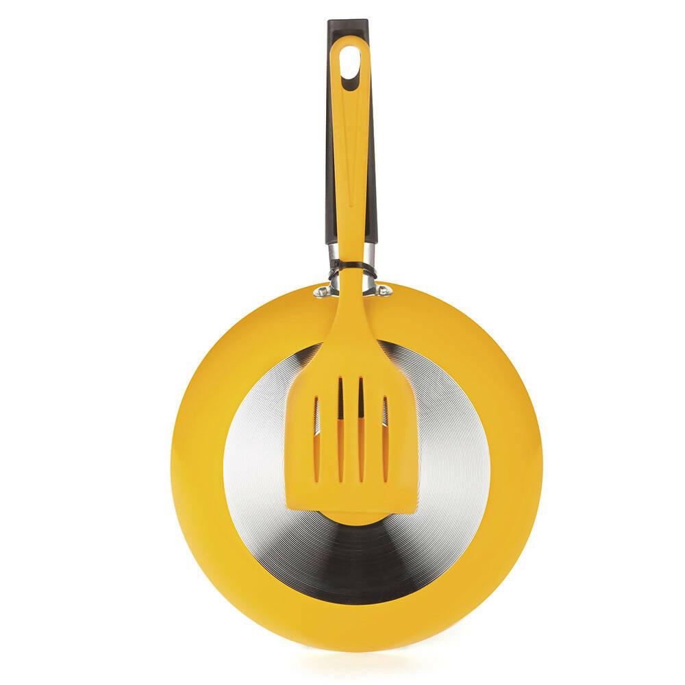 Sartén con Espátula Aspiración 24 cm Amarillo - VIRTUAL MUEBLES