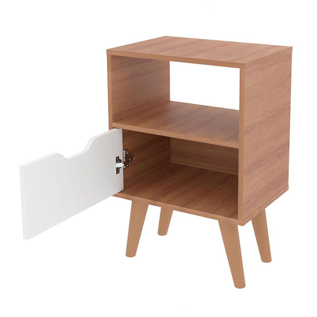 Mesa de noche essen almendra/blanco - VIRTUAL MUEBLES