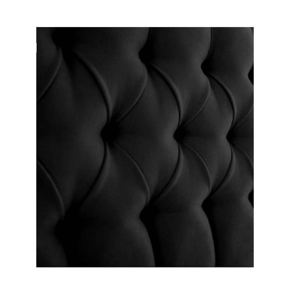 Cabecero Tapizado Tela Base Cama Queen Rombos Negro - VIRTUAL MUEBLES