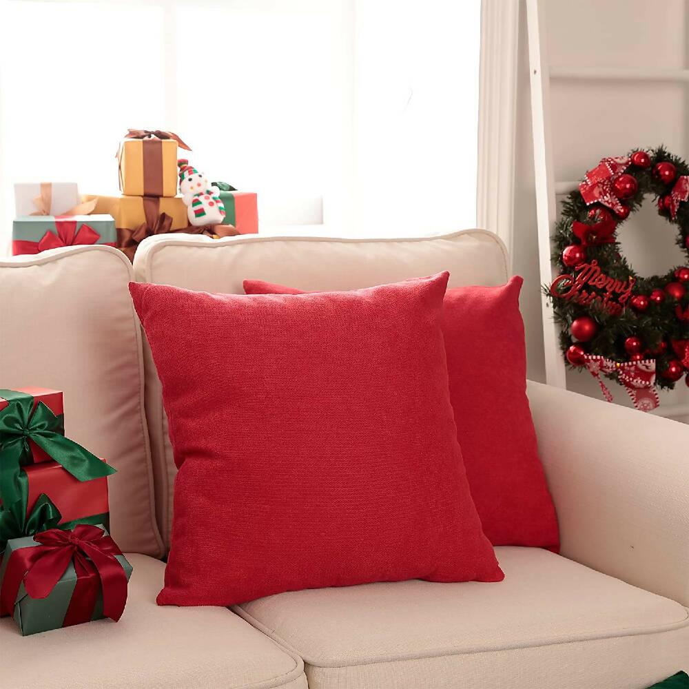 Cojin X2 Decorativo Cuadrado En Tela Rojo - VIRTUAL MUEBLES