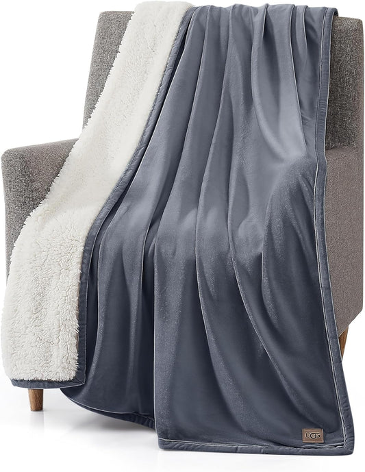 UGG 23854 Bliss Manta de sherpa totalmente reversible para sofá o cama, lavable