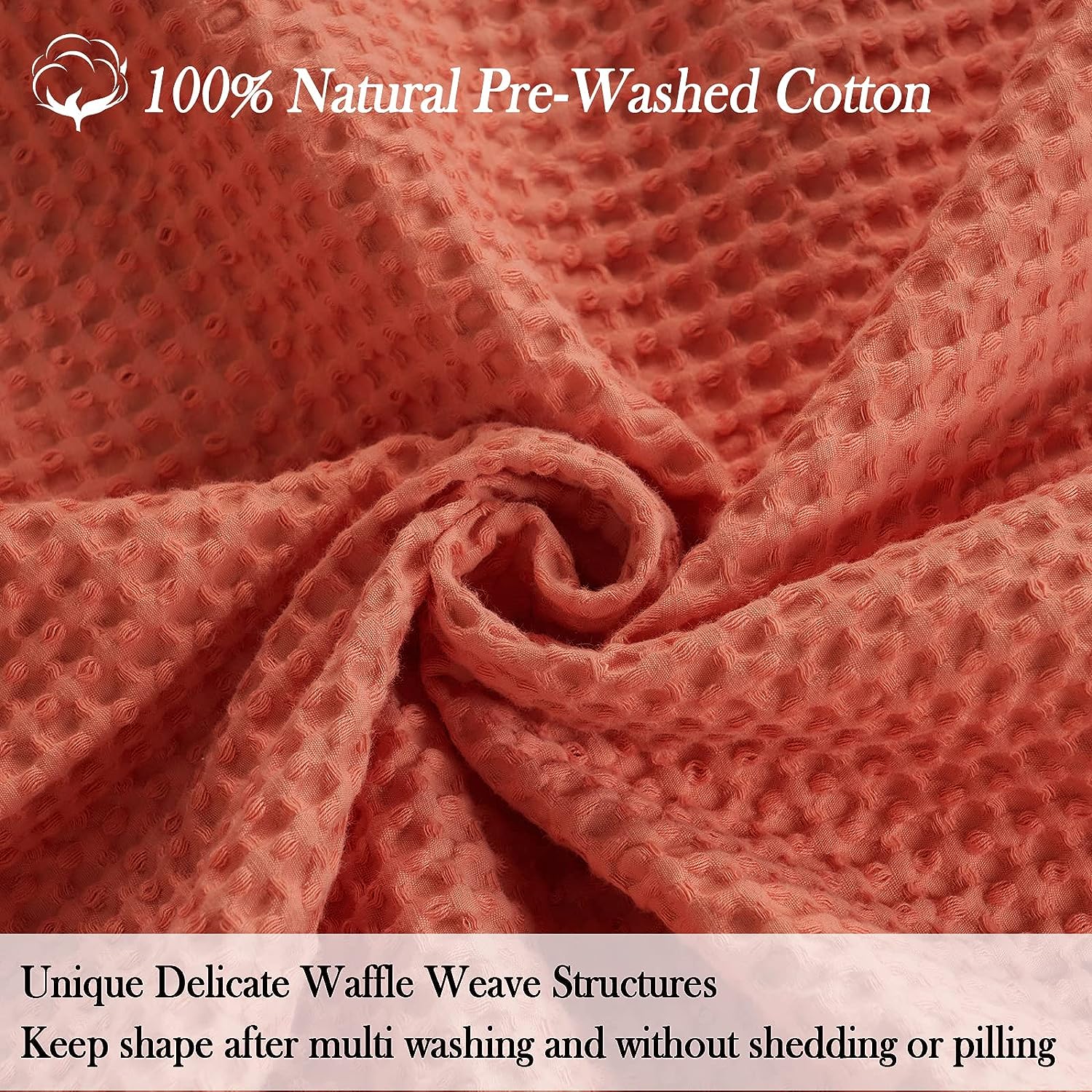 Manta 100% algodón tejido gofre de 50 x 60 pulgadas, manta suave y transpirable
