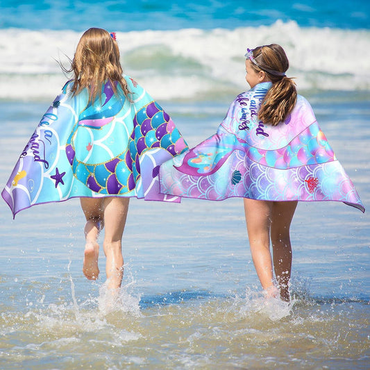 Paquete de 2 toallas de playa de sirena para niños, toalla de playa de secado - VIRTUAL MUEBLES