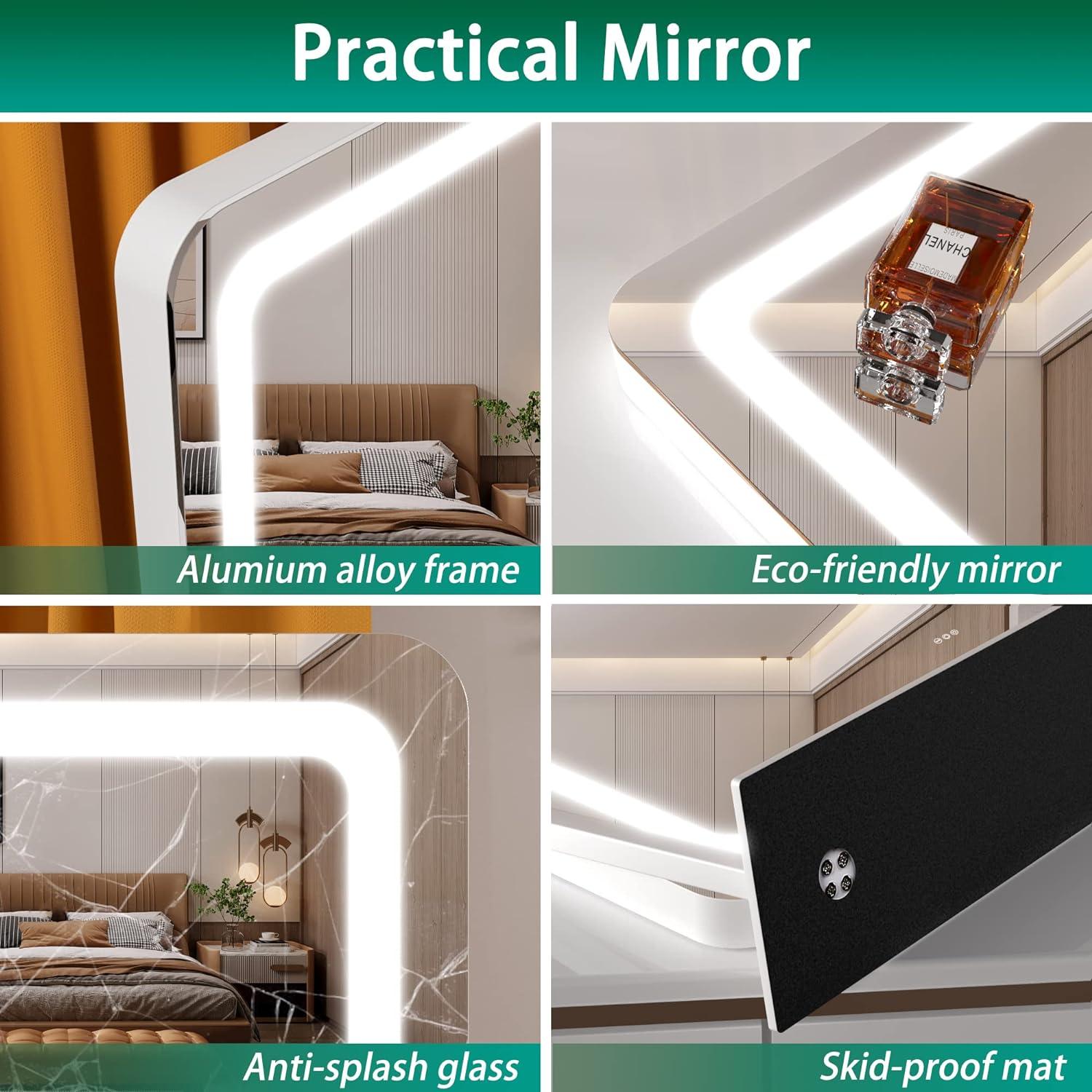 Espejo de tocador con luces espejo de maquillaje LED espejo de 242 x 189 - VIRTUAL MUEBLES