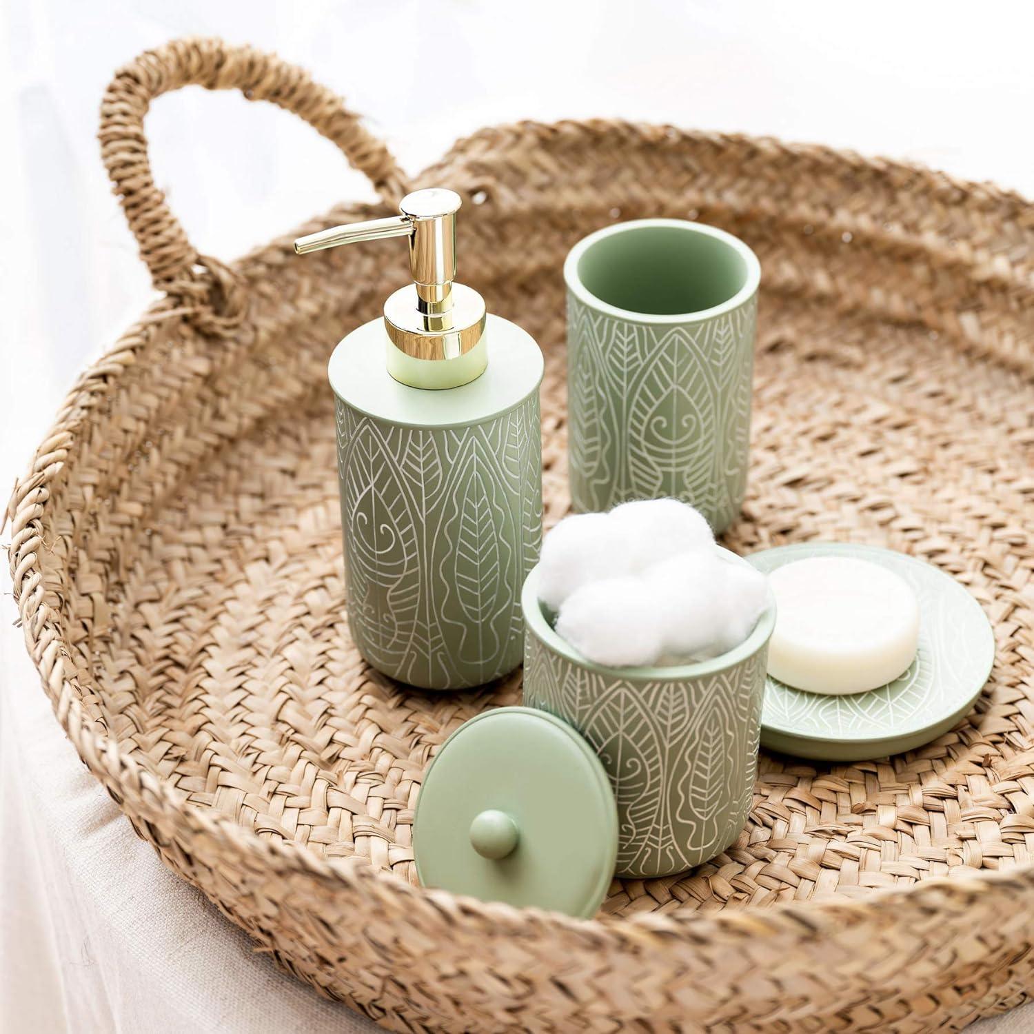 Juego de accesorios de baño verde pastel de primera calidad, decoración - VIRTUAL MUEBLES
