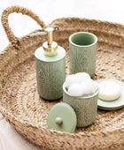 Juego de accesorios de baño verde pastel de primera calidad, decoración - VIRTUAL MUEBLES