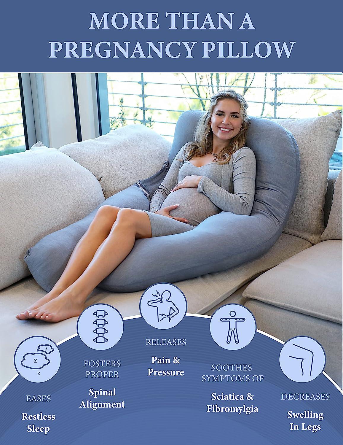 PharMeDoc - Almohada de embarazo de cuerpo entero en forma de U, funda de  jersey color gris, para embarazo, dormir, para adultos, maternidad,  artículo