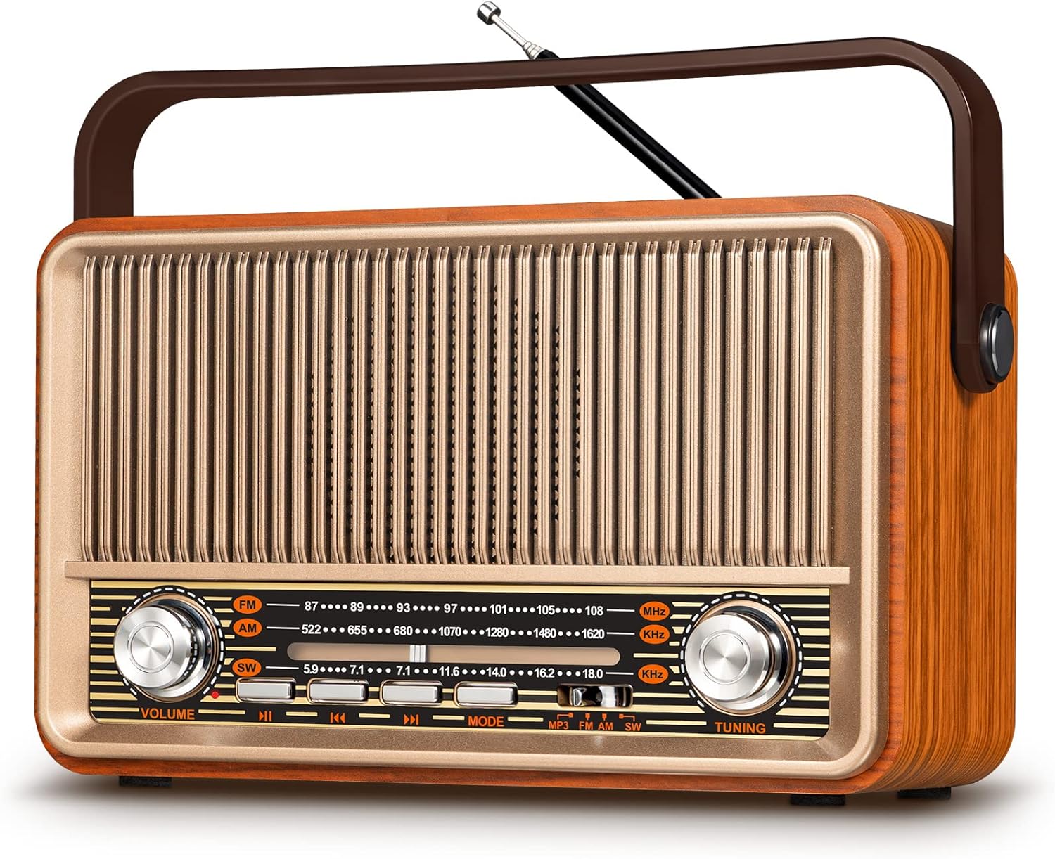 Radio AM FM portátil con Bluetooth, transistor SW Radio retro con la mejor  recepción, funciona con pilas o alimentación de CA, altavoz Bluetooth