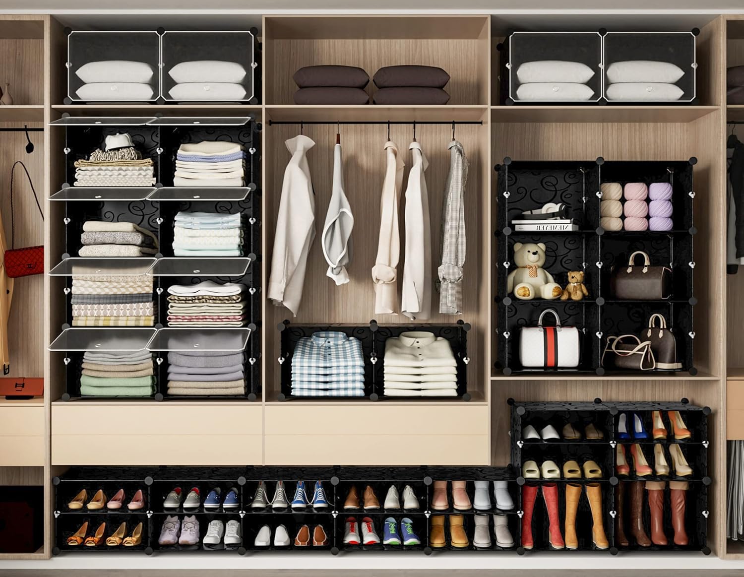 HOMIDEC Zapatero de 6 niveles, armario de almacenamiento de zapatos de 24  pares de estantes de plástico para zapatos, organizador para armario