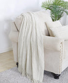 Bourina Manta decorativa de punto para sofá, suave, texturizada, de color liso,