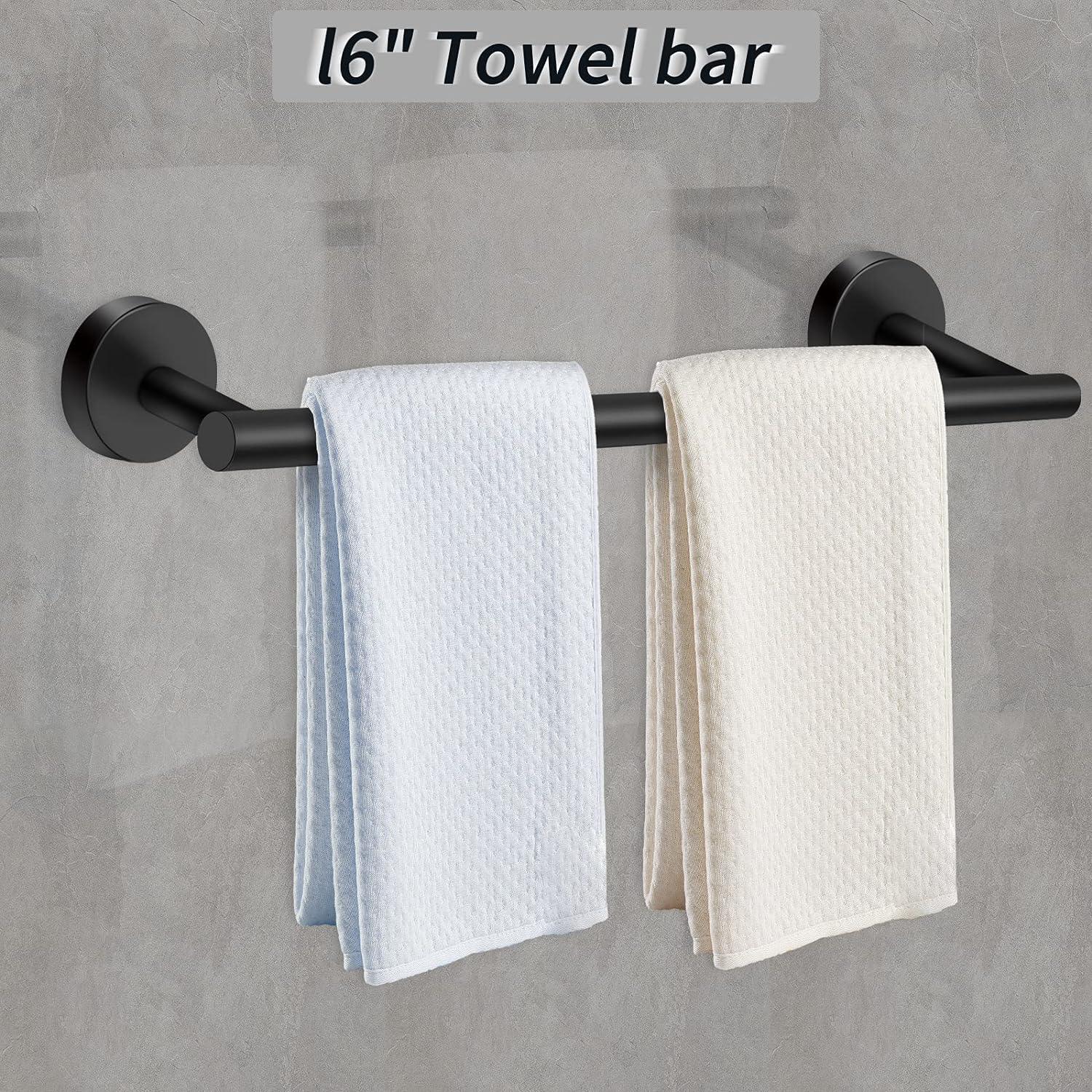 WINCASE Toallero de cristal, toallero ajustable doble negro mate, colgador  de toallas de baño, soporte para toallas montado en la pared