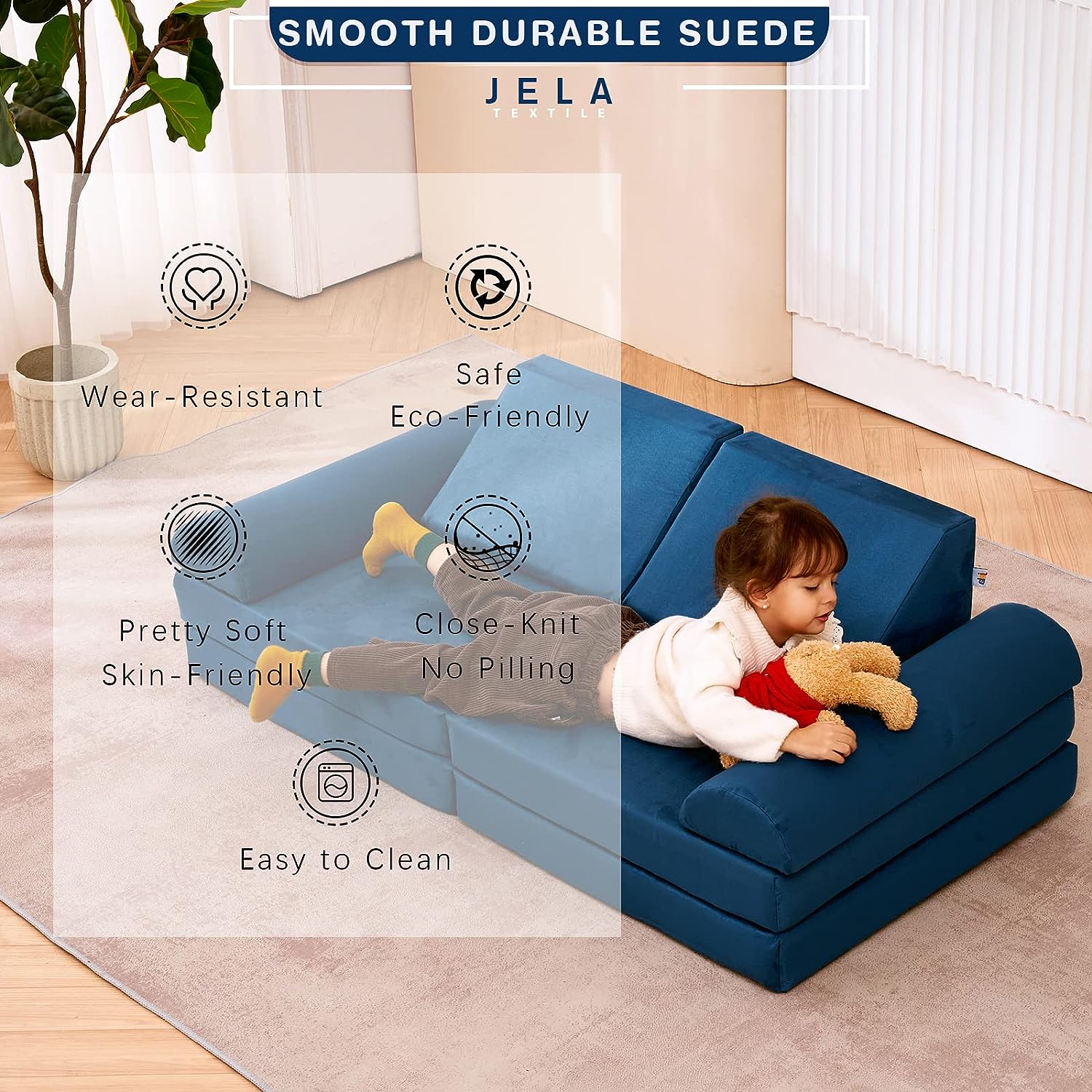 Sofá modular para niños, 8 piezas, sofá de suelo para niños y adultos, juego de