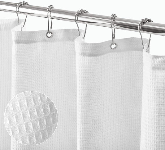 mDesign Cortina de ducha de tela con tejido de gofre - VIRTUAL MUEBLES