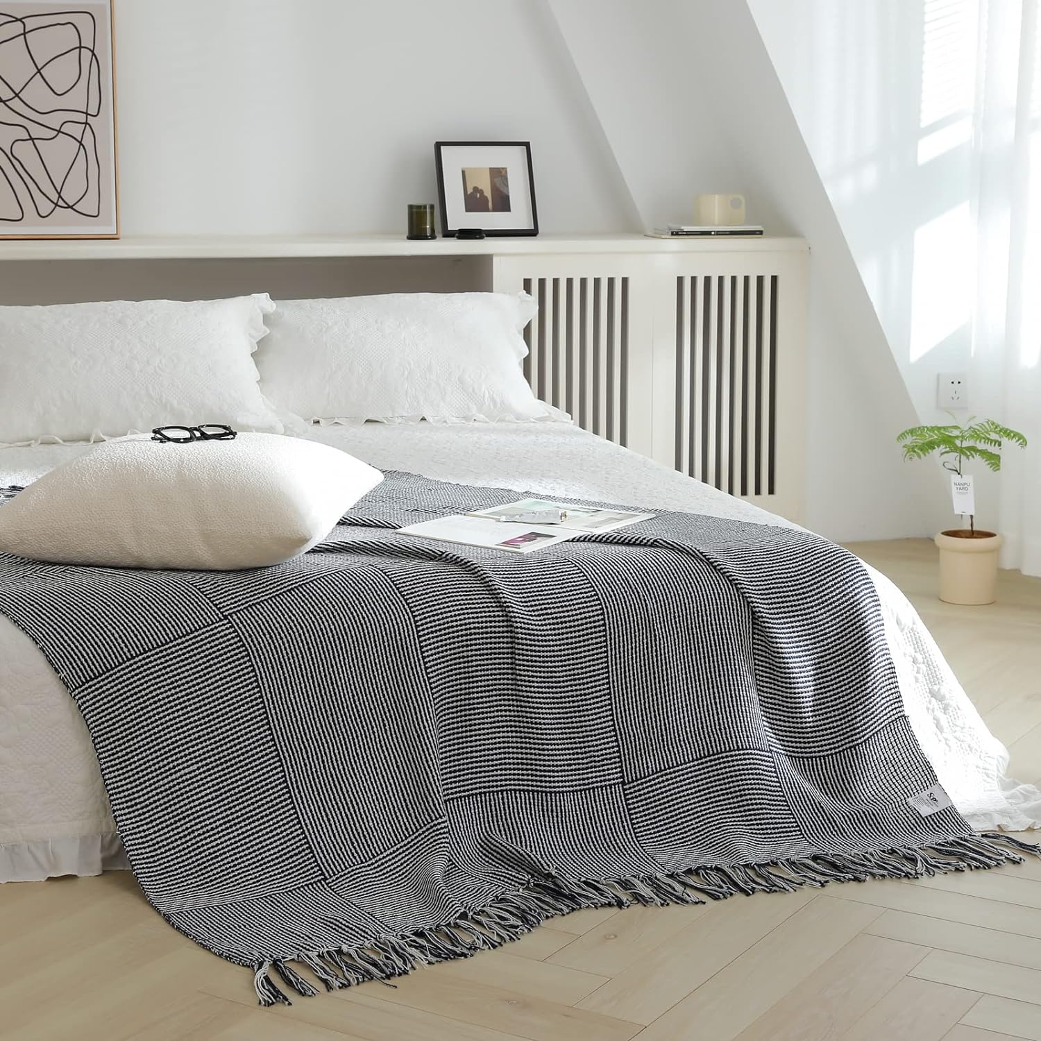 Alfombra de cama moderna decorativa para el extremo de la cama, bufandas de  ropa de cama de hotel, mantas de cama para pie de cama, colchas tejidas a