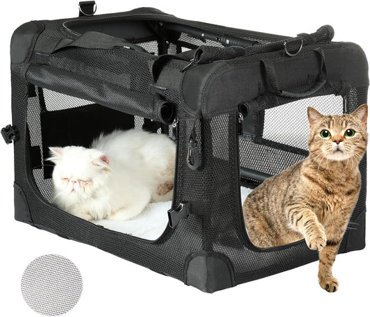 Transportador grande para gatos, transportador de malla para gatos con gran