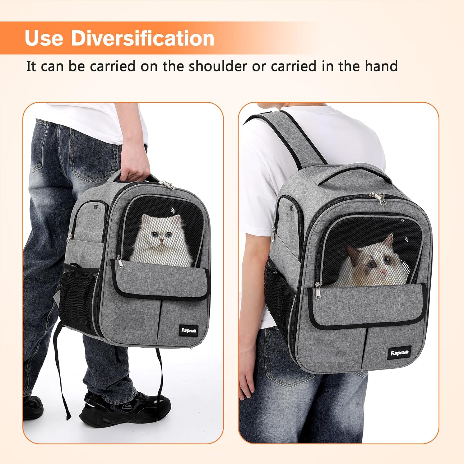 Mochila transportadora para gatos, mochila para mascotas con malla transpirable