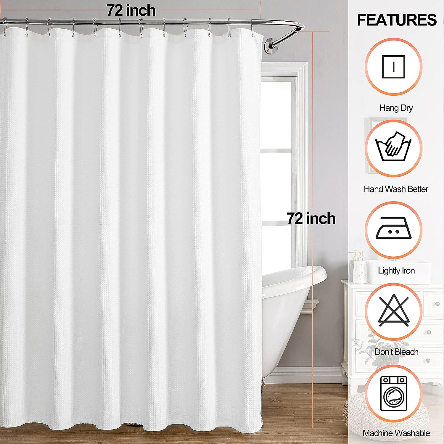 Cortina de ducha de punto gofre, resistente a las arrugas y al óxido,  diseño clásico de calidad de hotel, cortinas largas resistentes para duchas  de
