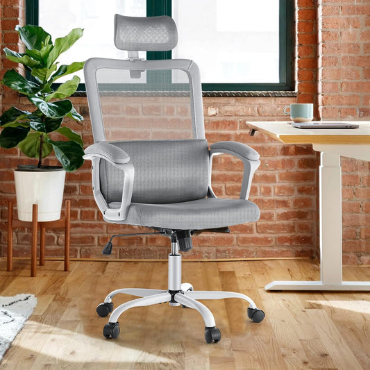 Silla de escritorio, silla de oficina ergonómica de malla con respaldo alto,