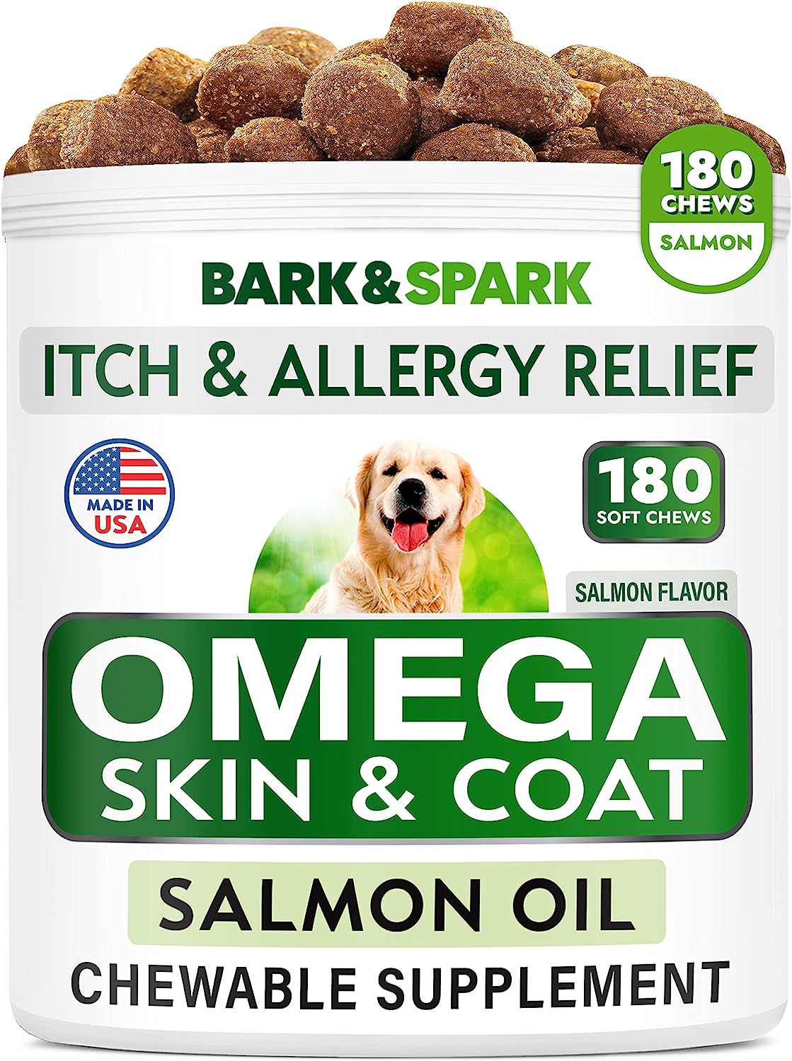 Omega 3 para perros 180 golosinas de aceite de pescado para desprendimiento de
