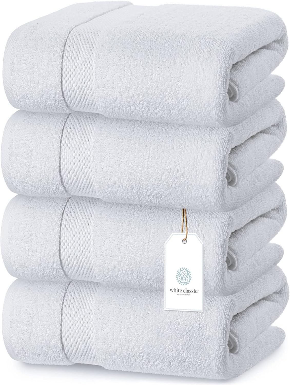 Classic. Juego de 4 toallas de baño, de algodón de lujo, color blanco, -  VIRTUAL MUEBLES